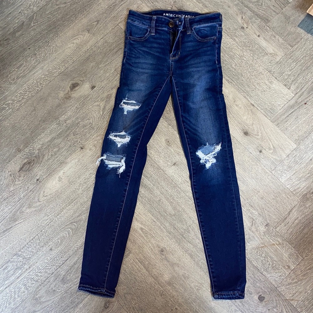 Blue American Eagle Ripped Jeans